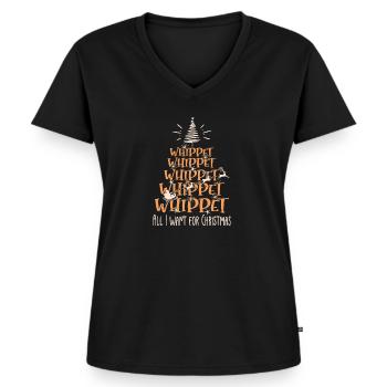 Whippet Hund Weihnachten Hunderasse - Frauen Premium Bio T-Shirt mit V-Ausschnitt - Schwarz - Vorne - AI Model Female 172 light (172cm)