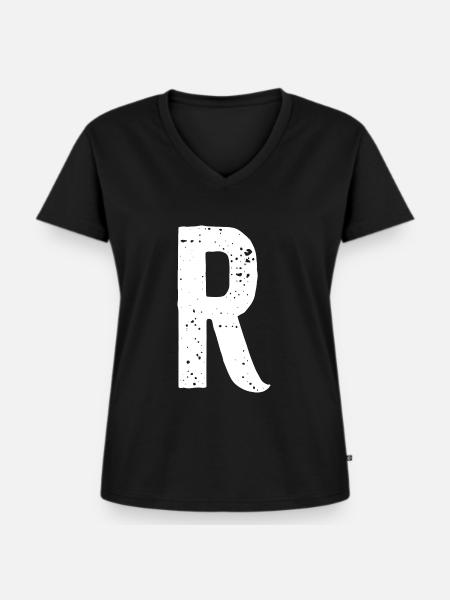 R-Buchstabe - Frauen Premium Bio T-Shirt mit V-Ausschnitt - Schwarz