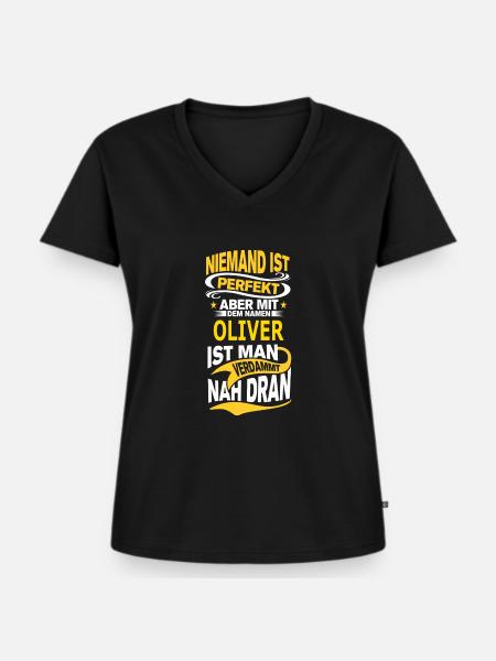 OLIVER - Frauen Premium Bio T-Shirt mit V-Ausschnitt - Schwarz