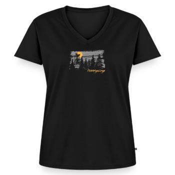 Fichtelgebirge Schneeberg Backöfele Pinselstrich - Frauen Premium Bio T-Shirt mit V-Ausschnitt - Schwarz - Vorne - AI Model Female 172 light (172cm)