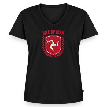 Isle Of Man - Frauen Premium Bio T-Shirt mit V-Ausschnitt - Schwarz - Vorne - AI Model Female 172 light (172cm)