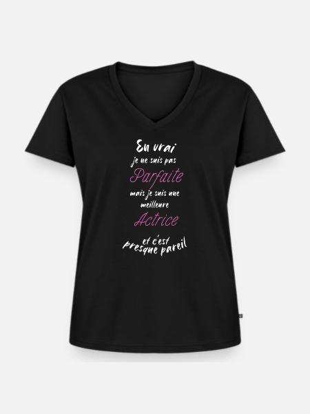 Ich bin die beste Schauspielerin - Frauen Premium Bio T-Shirt mit V-Ausschnitt - Schwarz