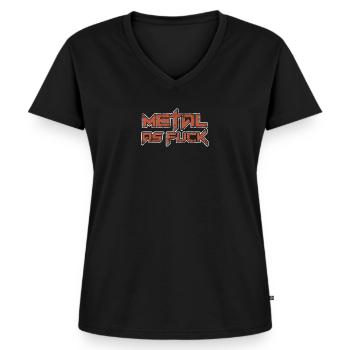 Metal as fuck - music geschenkidee - Frauen Premium Bio T-Shirt mit V-Ausschnitt - Schwarz - Vorne - AI Model Female 172 light (172cm)