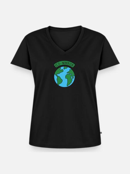 Eco Warrior - Frauen Premium Bio T-Shirt mit V-Ausschnitt - Schwarz