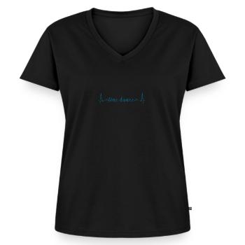Linedance Herz - Frauen Premium Bio T-Shirt mit V-Ausschnitt - Schwarz - Vorne - AI Model Female 172 light (172cm)