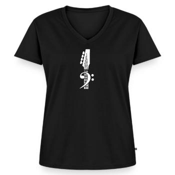 Bassgitarre E Gitarre - Frauen Premium Bio T-Shirt mit V-Ausschnitt - Schwarz - Vorne - AI Model Female 172 light (172cm)