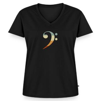 Notes de musique clé de basse - T-shirt encolure en V Premium bio Femme - noir - Devant - AI Model Female 172 light (172cm)