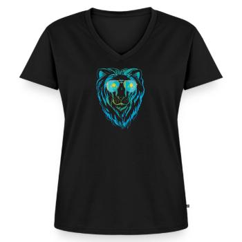 Kazakhstan - Women's Premium Organic V-neck T-shirt - black - Front - AI Model Female 172 light (172cm)