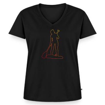 Standup Paddleboard Standup Paddling Herren - Frauen Premium Bio T-Shirt mit V-Ausschnitt - Schwarz - Vorne - AI Model Female 172 light (172cm)