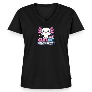 Cute But Regenerates - Axolotl - Women's Premium Organic V-neck T-shirt - black - Front - AI Model Female 172 light (172cm)