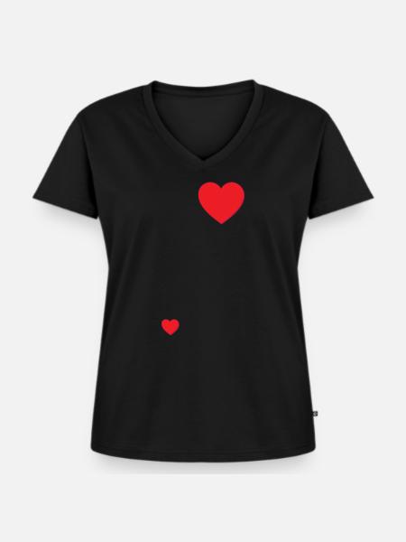 Schwangerschaft Herzen - Frauen Premium Bio T-Shirt mit V-Ausschnitt - Schwarz