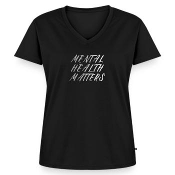 MENTAL HEALTH AWARENESS: Mental Health Matters - Frauen Premium Bio T-Shirt mit V-Ausschnitt - Schwarz - Vorne - AI Model Female 172 light (172cm)