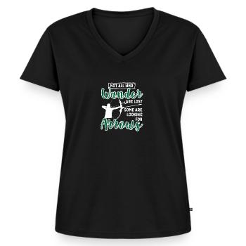 Nicht alle, die wandern, sind verloren Einige such - Frauen Premium Bio T-Shirt mit V-Ausschnitt - Schwarz - Vorne - AI Model Female 172 light (172cm)