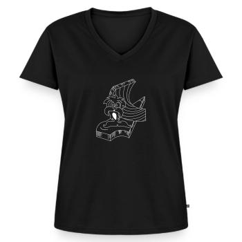 Pinguinmann auf Eisscholle - Frauen Premium Bio T-Shirt mit V-Ausschnitt - Schwarz - Vorne - AI Model Female 172 light (172cm)