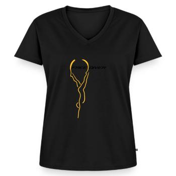 Freediver Apnoe - Frauen Premium Bio T-Shirt mit V-Ausschnitt - Schwarz - Vorne - AI Model Female 172 light (172cm)