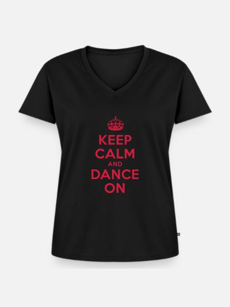 keep calm and dance on - Frauen Premium Bio T-Shirt mit V-Ausschnitt - Schwarz