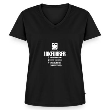 Lokführer Spruch Beruf Job Lustig - Frauen Premium Bio T-Shirt mit V-Ausschnitt - Schwarz - Vorne - AI Model Female 172 light (172cm)