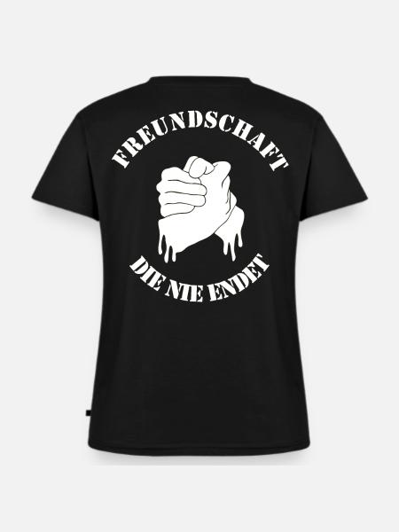 Freundschaftslogo Hand in Hand - Frauen Premium Bio T-Shirt mit V-Ausschnitt - Schwarz