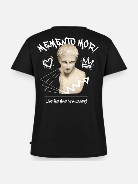 Memento Mori Streetwear - Frauen Premium Bio T-Shirt mit V-Ausschnitt - Schwarz