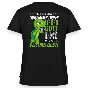 Langsamer Läufer Schildkröte laufen Joggen Lachen - Frauen Premium Bio T-Shirt mit V-Ausschnitt - Schwarz - Hinten - AI Model Female 172 light (172cm)
