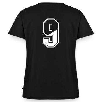 9 ans maillot numéro 9 T-shirt numéro 9 - T-shirt encolure en V Premium bio Femme - noir - Dos - AI Model Female 172 light (172cm)