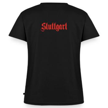 Stuttgart Stuggi 0711 Bad Cannstatt Schwaben - Frauen Premium Bio T-Shirt mit V-Ausschnitt - Schwarz - Hinten - AI Model Female 172 light (172cm)