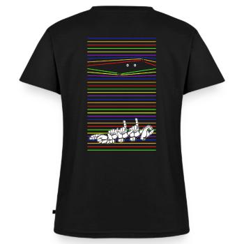HALLO - mit deutscher Gebärdensprache BACKPRINT - Frauen Premium Bio T-Shirt mit V-Ausschnitt - Schwarz - Hinten - AI Model Female 172 light (172cm)