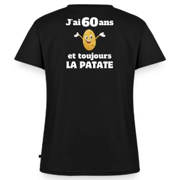 Geburtstag, 60 Jahre Jubiläum, 60 Jahre - Frauen Premium Bio T-Shirt mit V-Ausschnitt - Schwarz - Hinten - AI Model Female 172 light (172cm)