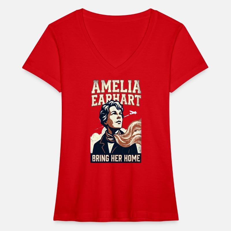 Amelia Earhart – Bring Her Home Women's Premium Organic V-neck T-shirt