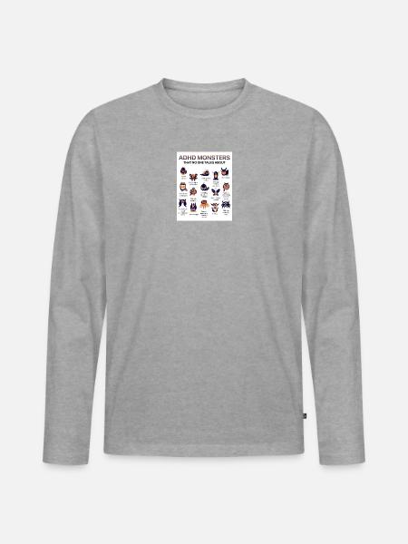 ADHS-Monster, von denen du nichts hörst - Männer Premium Bio Langarmshirt - Grau meliert