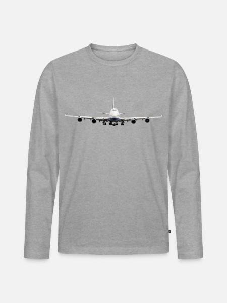 747 - Männer Premium Bio Langarmshirt - Grau meliert