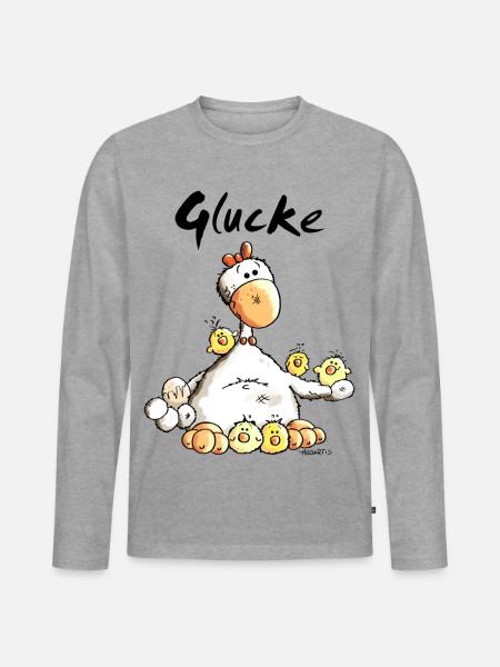 Glückliche Glucke - Männer Premium Bio Langarmshirt - Grau meliert
