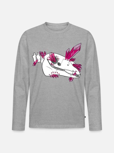Kristallschädel - Pferd (von Leni Riosa) - Männer Premium Bio Langarmshirt - Grau meliert