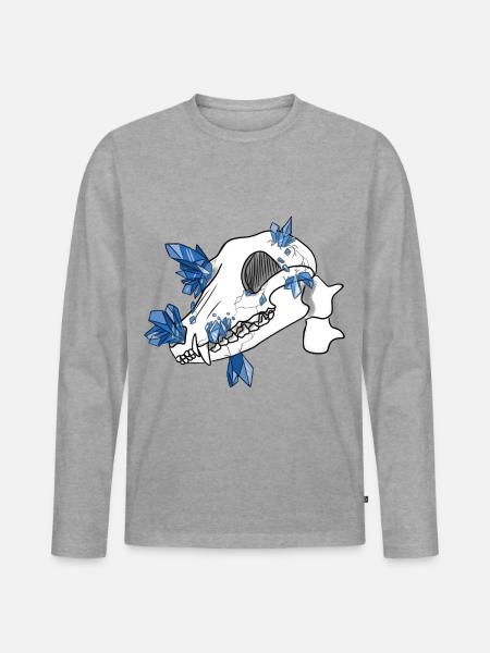 Kristallschädel - Canidae (von Leni Riosa) - Männer Premium Bio Langarmshirt - Grau meliert