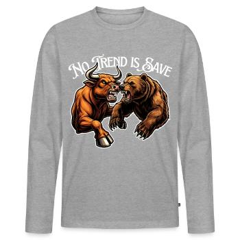 Kein Trend Ist Sicher - Männer Premium Bio Langarmshirt - Grau meliert - Vorne - Nico (187cm)