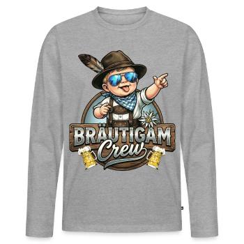 JGA Männer Shirt Polterabend Junggesellenabschied - Männer Premium Bio Langarmshirt - Grau meliert - Vorne - Nico (187cm)