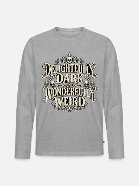 Dunkel und Fremd - Männer Premium Bio Langarmshirt - Grau meliert