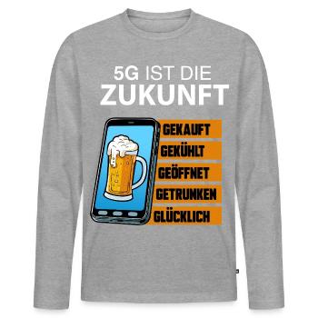 5G Zukunft Bierstatus - Männer Premium Bio Langarmshirt - Grau meliert - Vorne - Nico (187cm)