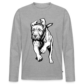 Jagdhunde-Aktion - Männer Premium Bio Langarmshirt - Grau meliert - Vorne - Nico (187cm)