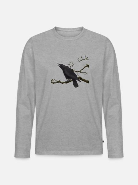 Schwarzer Rabe - Männer Premium Bio Langarmshirt - Grau meliert