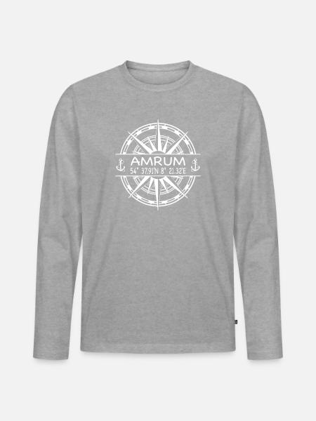 Amrum - Männer Premium Bio Langarmshirt - Grau meliert