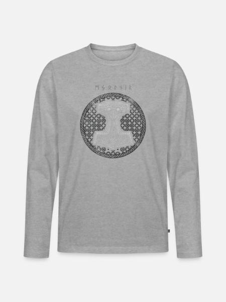 Mjolnir - Männer Premium Bio Langarmshirt - Grau meliert