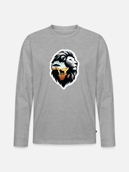 Afrika Löwenstark - Männer Premium Bio Langarmshirt - Grau meliert