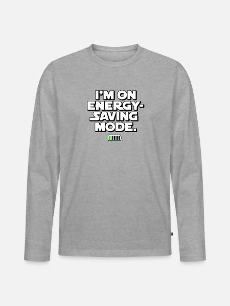 I'm On Energy-Saving Mode - Männer Premium Bio Langarmshirt - Grau meliert