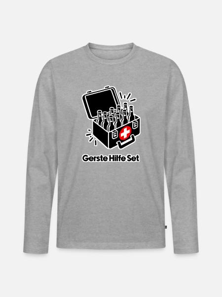 Gerste Hilfe Kasten - Männer Premium Bio Langarmshirt - Grau meliert