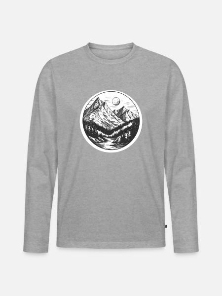 Berge - Männer Premium Bio Langarmshirt - Grau meliert