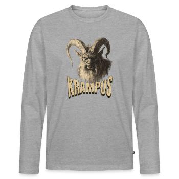 Krampus – Traditionelles Alpen-Design - Männer Premium Bio Langarmshirt - Grau meliert - Vorne - Nico (187cm)
