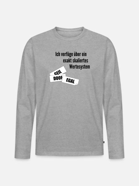 Werte - Männer Premium Bio Langarmshirt - Grau meliert