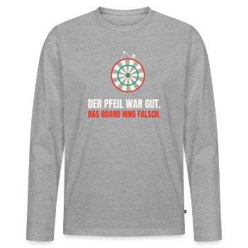 Dart Ausrede: Das Board hing falsch - Männer Premium Bio Langarmshirt - Grau meliert - Vorne - Nico (187cm)