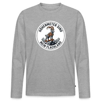 Trailrunning-Shirt Höhenmeter Steinbock - Männer Premium Bio Langarmshirt - Grau meliert - Vorne - Nico (187cm)